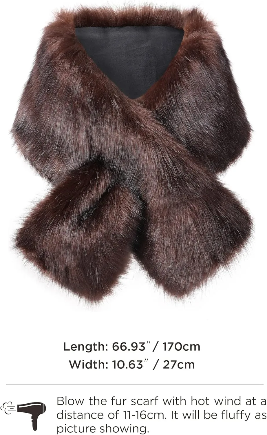 BABEYOND Womens Faux Fur Collar Shawl Faux Fur Scarf Wrap Evening Cape for Winter Coat