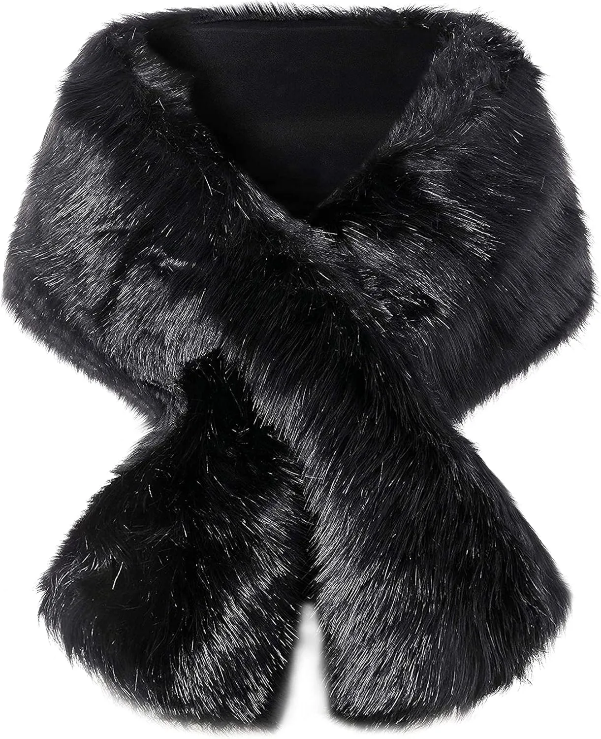 BABEYOND Womens Faux Fur Collar Shawl Faux Fur Scarf Wrap Evening Cape for Winter Coat