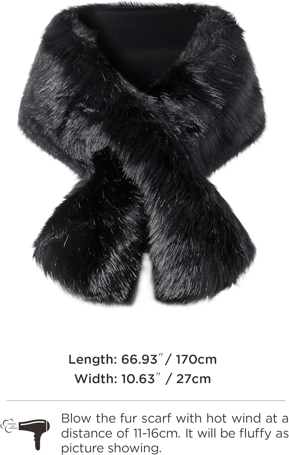 BABEYOND Womens Faux Fur Collar Shawl Faux Fur Scarf Wrap Evening Cape for Winter Coat