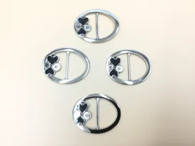 Beautiful Black & Silver Oval Shaped Metal Buckle With Stone