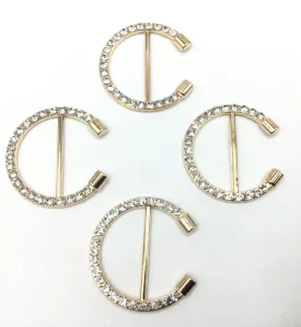 Beautiful Golden C Shaped Metal Buckle With Stone