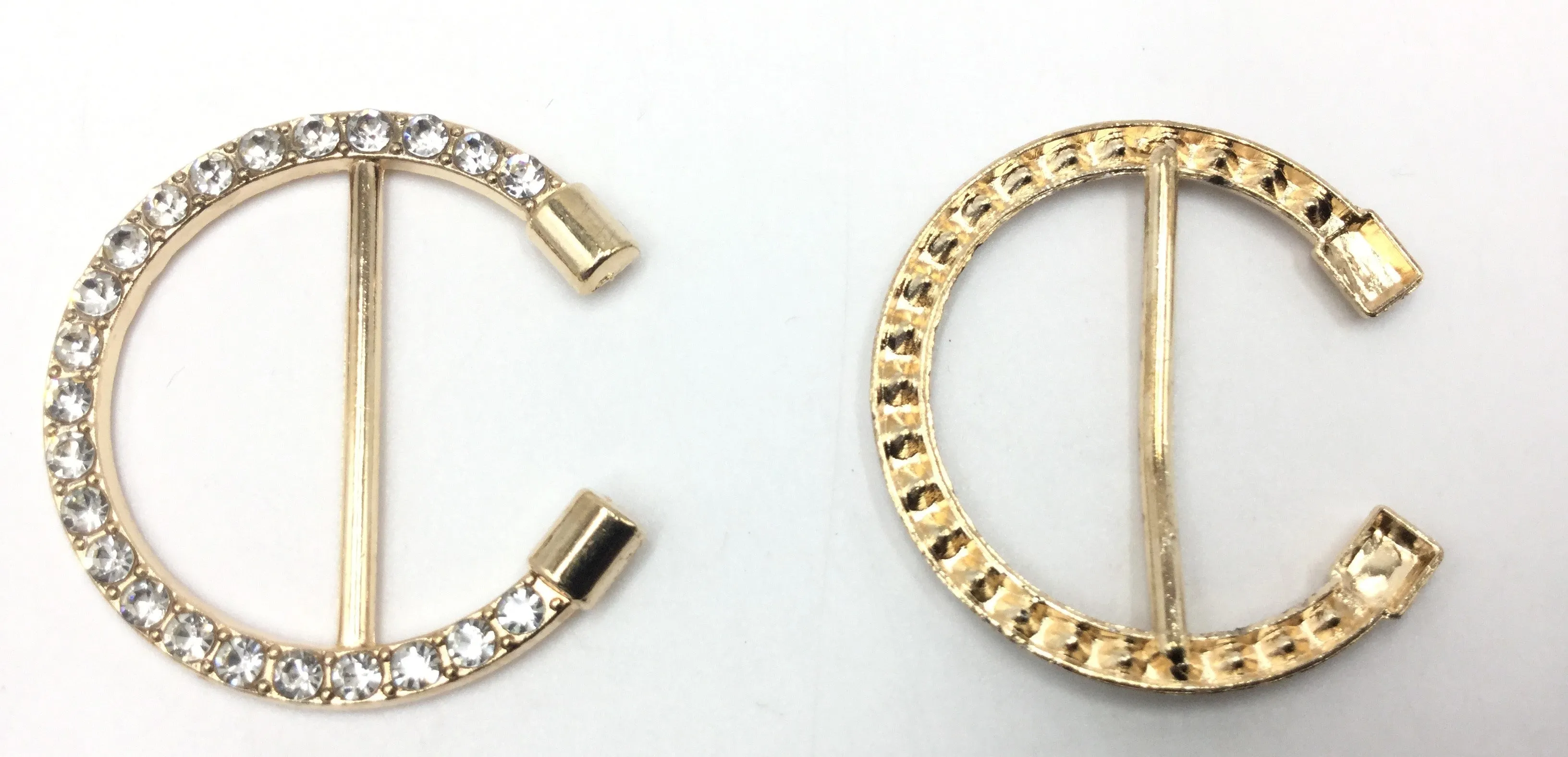 Beautiful Golden C Shaped Metal Buckle With Stone
