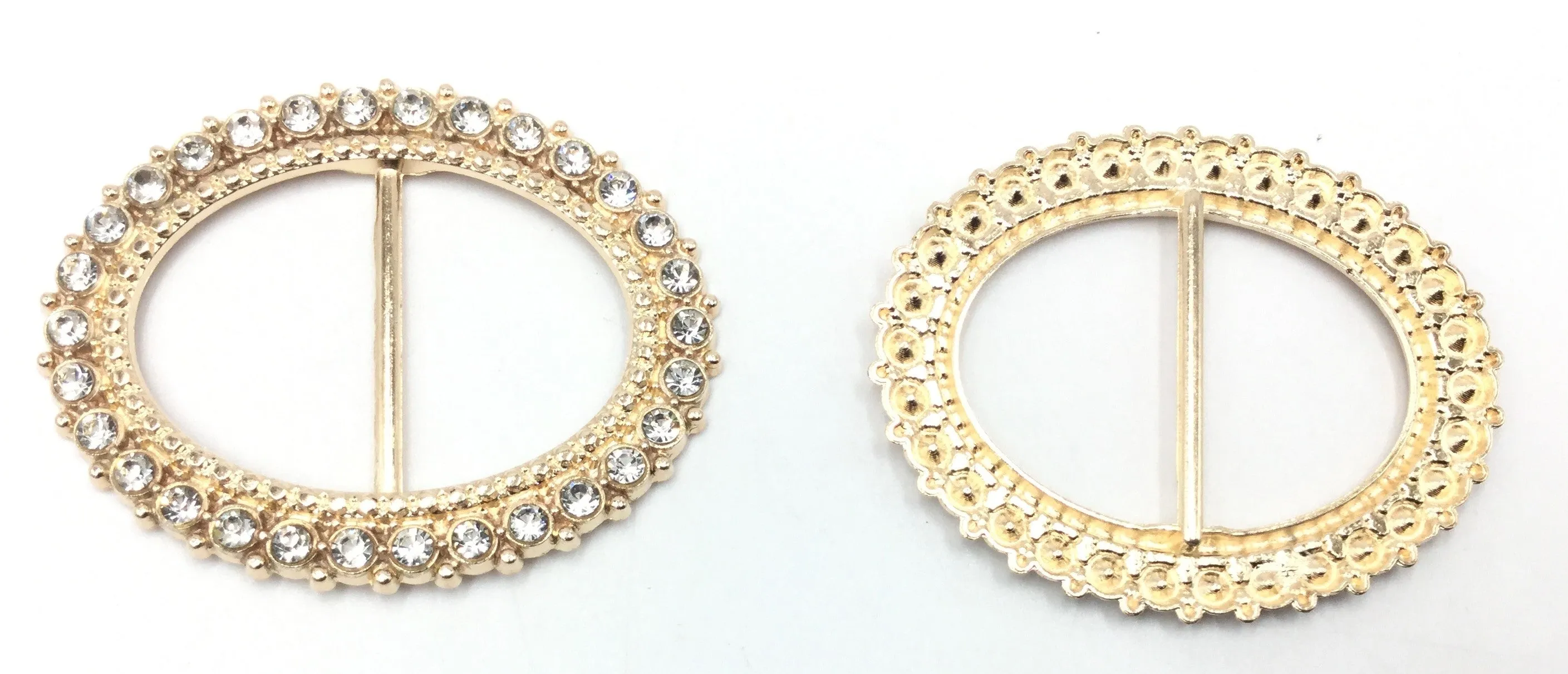 Beautiful Golden Oval Shaped Metal Buckle With Stone