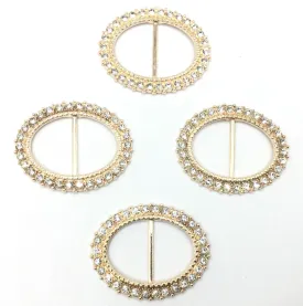Beautiful Golden Oval Shaped Metal Buckle With Stone