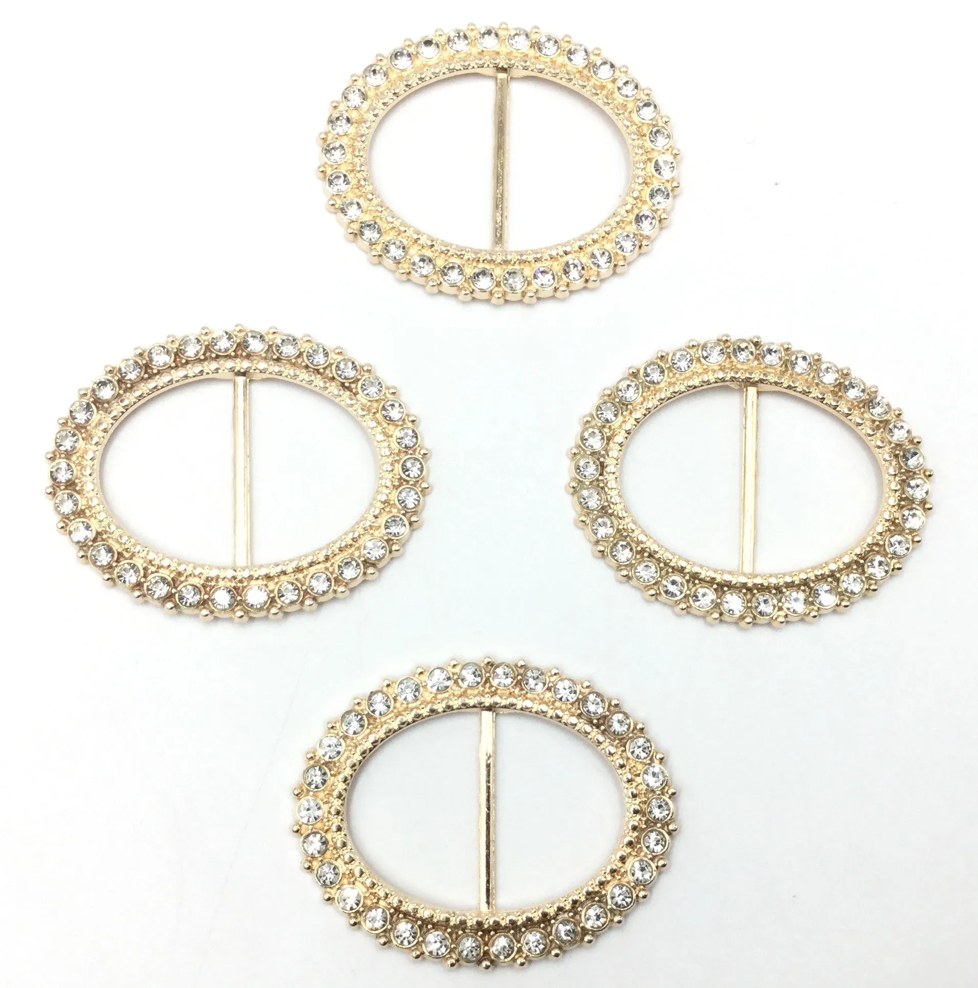 Beautiful Golden Oval Shaped Metal Buckle With Stone
