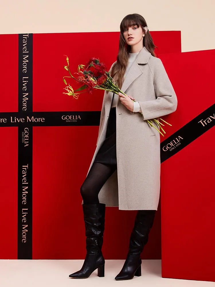 Cashmere Wool Notched Lapel Double-Faced Women Coat