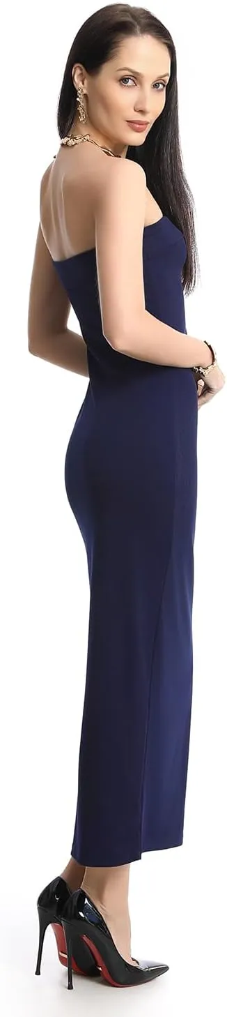 Cosy Pyro Womens Bodycon Long Dresses Summer Fitted Dress Maxi Tube Dress Ribbed Strapless Side Slit