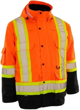 Forcefield 4-in-1 Hi-Vis Safety Parka Removable Bomber Jacket Reflective Tape Ripstop Fabric Water & Windproof Mesh-Lined