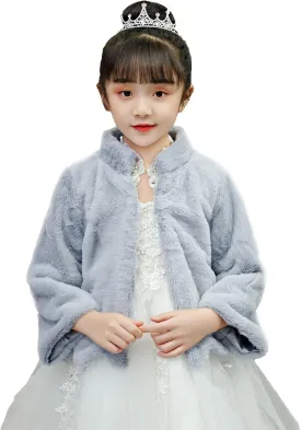 Icegrey Girls Princess Faux Fur Winter Wraps Shawl Kids Bolero Cardigan Dress Coat Wedding Party Dress Up