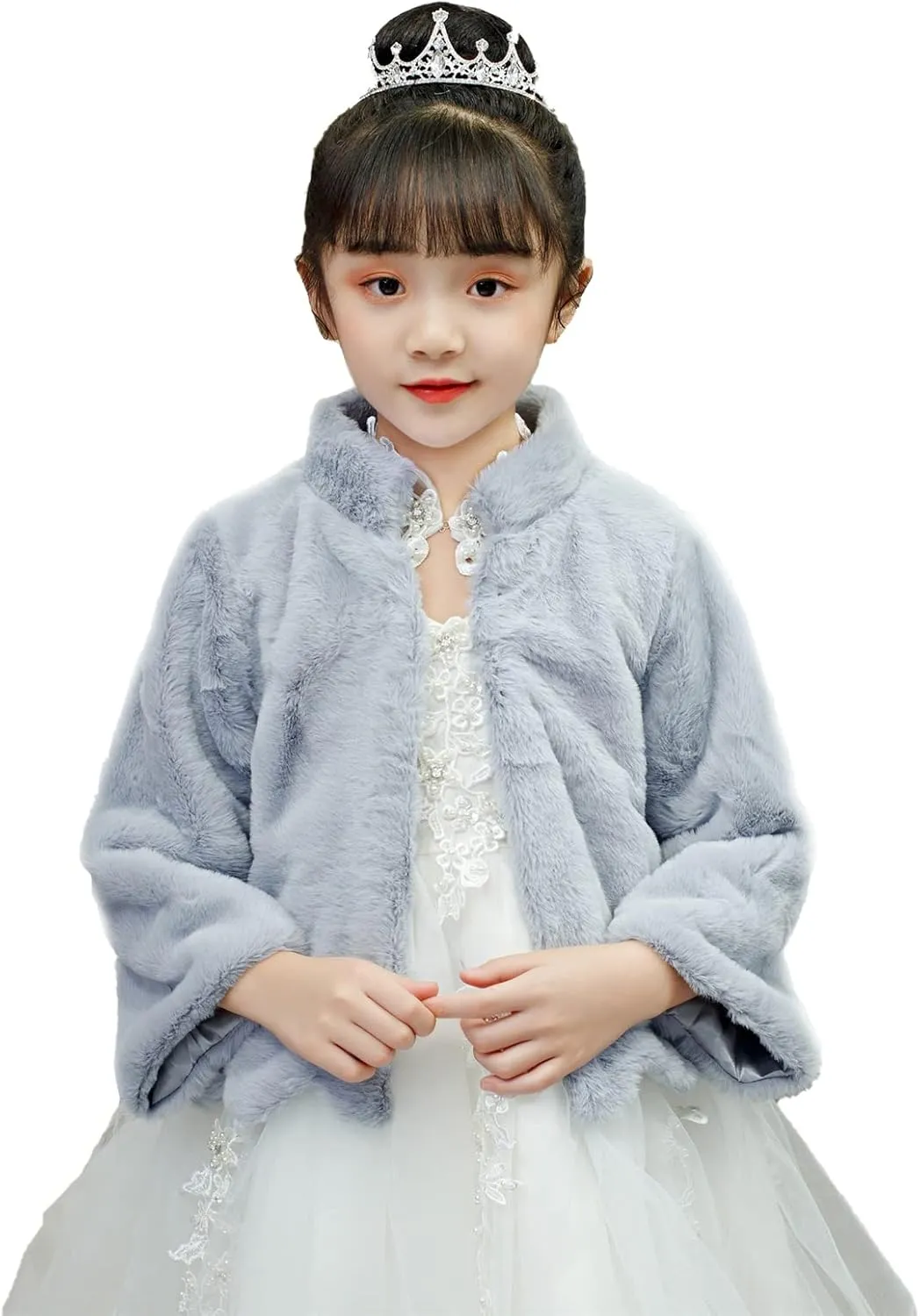 Icegrey Girls Princess Faux Fur Winter Wraps Shawl Kids Bolero Cardigan Dress Coat Wedding Party Dress Up