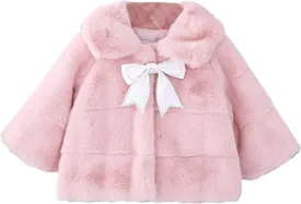 iiniim Toddler Baby Girls Faux Fur Coat Cloak Jacket Dress Cover Cape Poncho for Wedding Birthday Winter Warm Outerwear