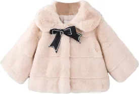 iiniim Toddler Baby Girls Faux Fur Coat Cloak Jacket Dress Cover Cape Poncho for Wedding Birthday Winter Warm Outerwear