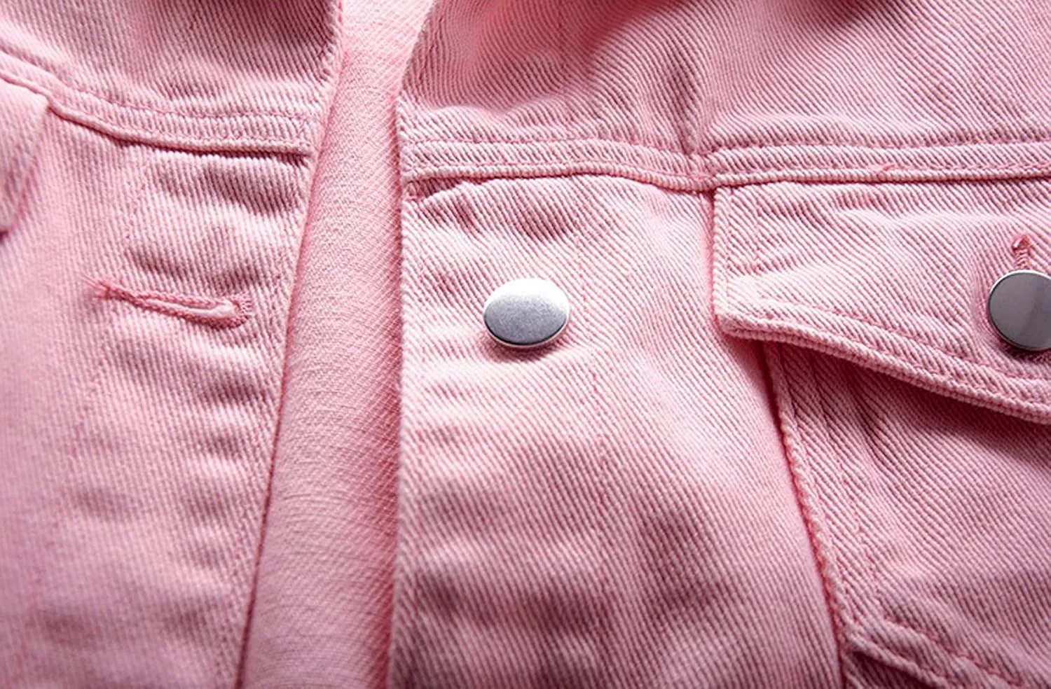 loveimgs Women's Casual Drop the Shoulder Candy Color Single Breasted Boyfriend Denim Short Shacket Jacket
