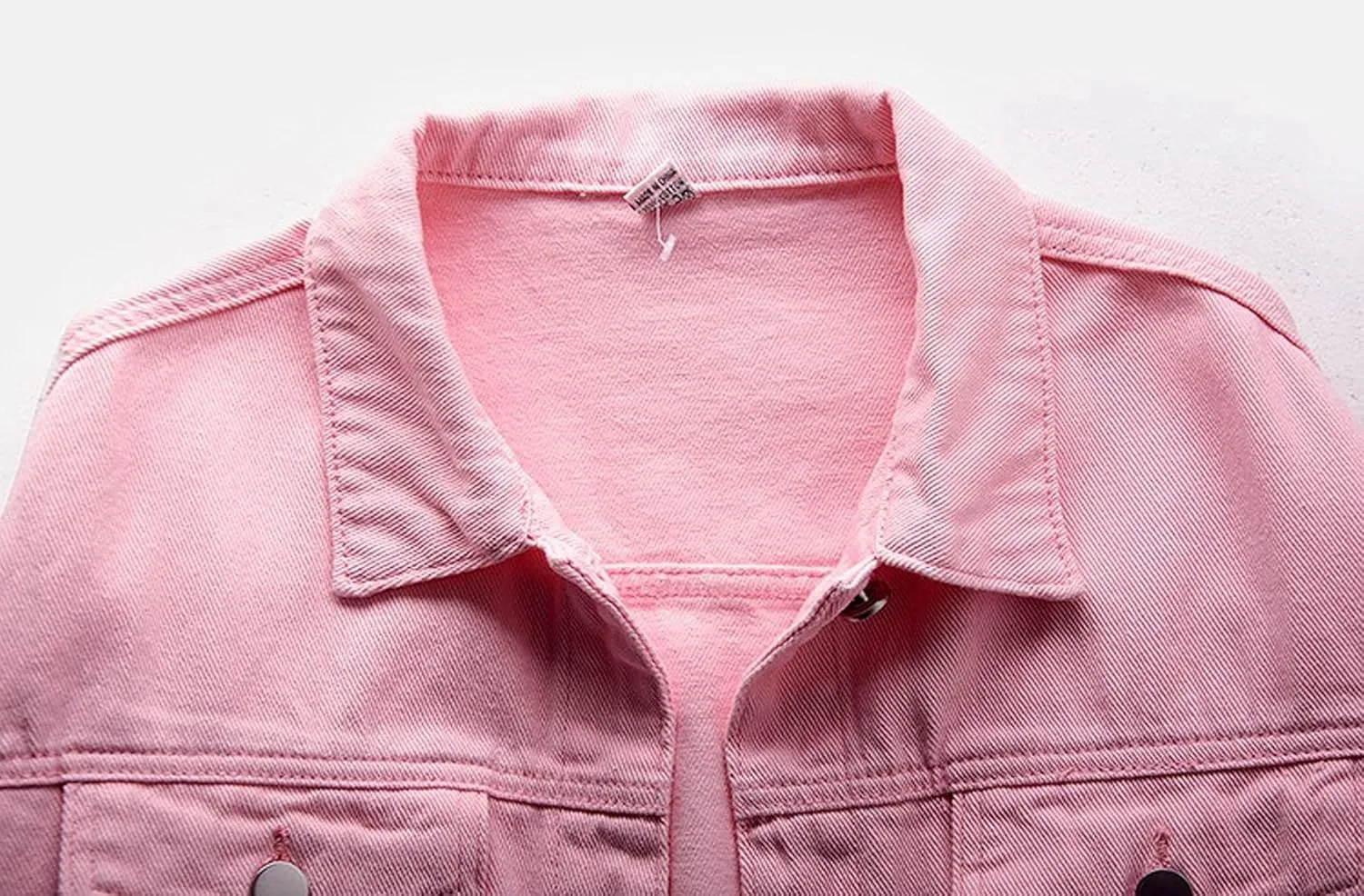 loveimgs Women's Casual Drop the Shoulder Candy Color Single Breasted Boyfriend Denim Short Shacket Jacket