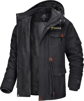 MAGCOMSEN Men's Winter Coat Military Jacket Fleece Lined Parka Cotton Cargo Jacket