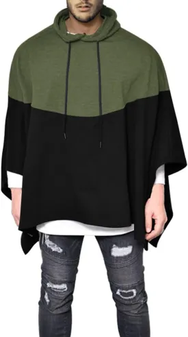 Men's Oversized Batwing Sleeves Hooded Poncho Cape