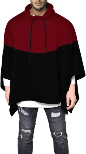 Men's Oversized Batwing Sleeves Hooded Poncho Cape