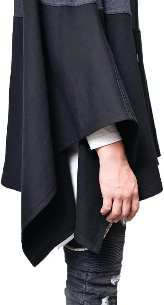Men's Oversized Batwing Sleeves Hooded Poncho Cape