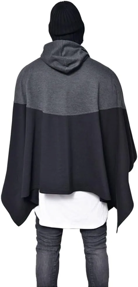 Men's Oversized Batwing Sleeves Hooded Poncho Cape