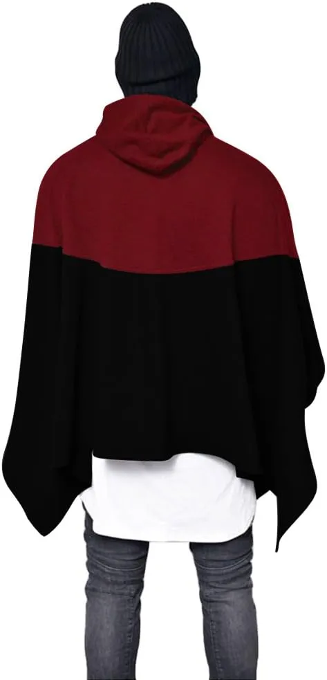 Men's Oversized Batwing Sleeves Hooded Poncho Cape