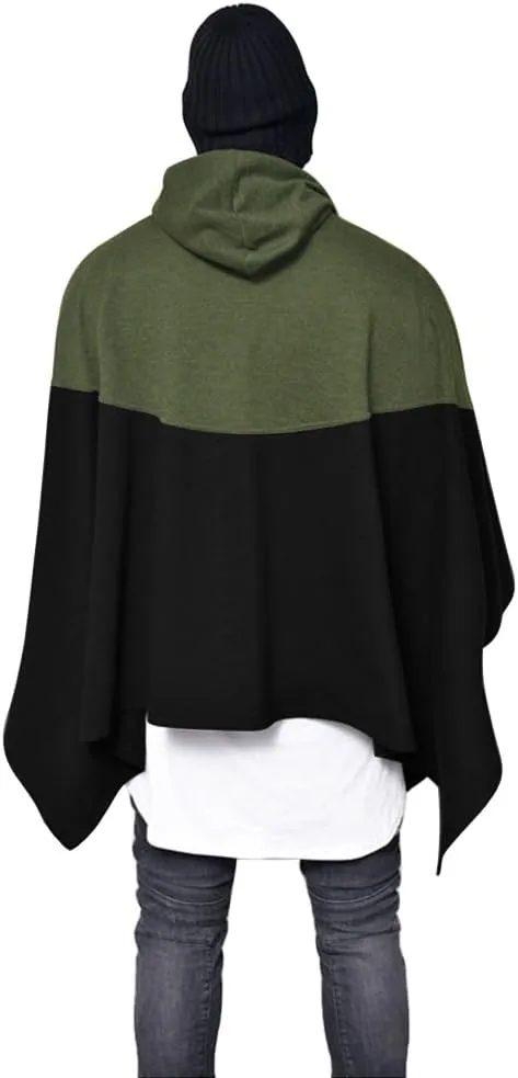 Men's Oversized Batwing Sleeves Hooded Poncho Cape