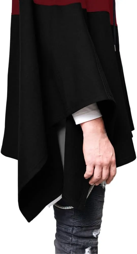 Men's Oversized Batwing Sleeves Hooded Poncho Cape