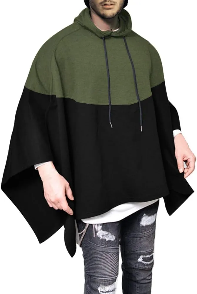 Men's Oversized Batwing Sleeves Hooded Poncho Cape