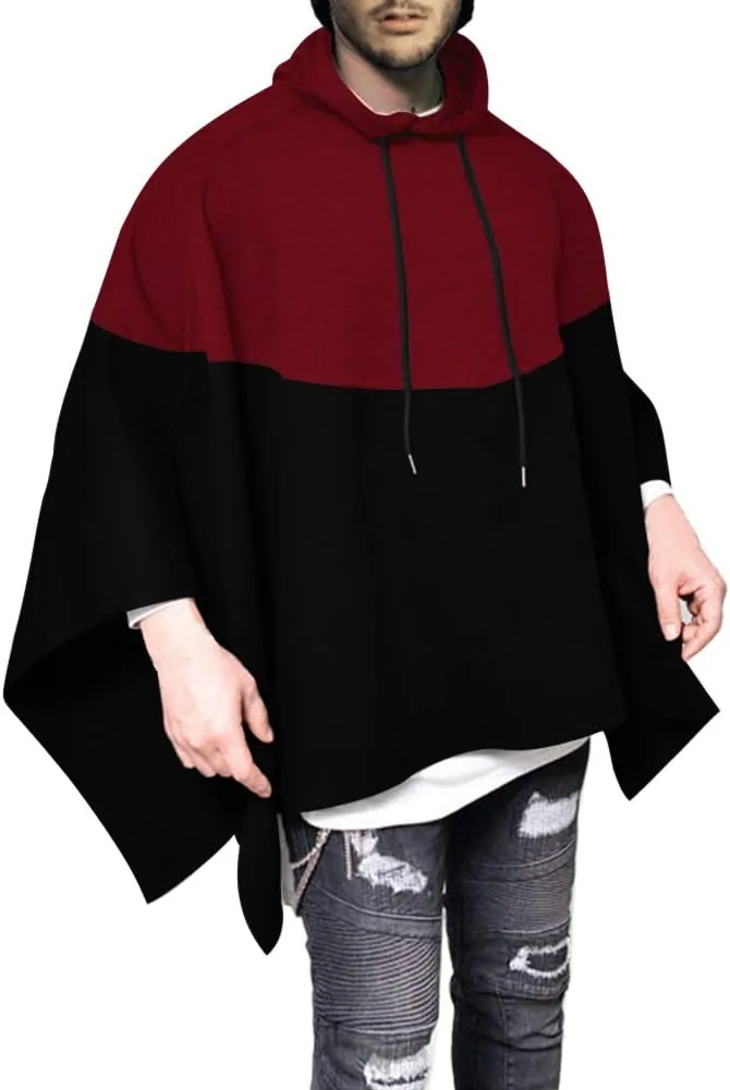 Men's Oversized Batwing Sleeves Hooded Poncho Cape