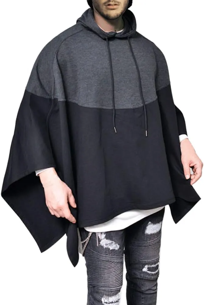 Men's Oversized Batwing Sleeves Hooded Poncho Cape