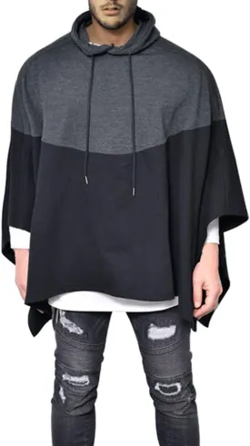 Men's Oversized Batwing Sleeves Hooded Poncho Cape