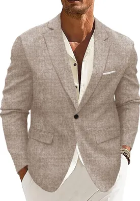 Men's Sport Coat Casual Blazer One Button Lightweight Business Suit Jacket