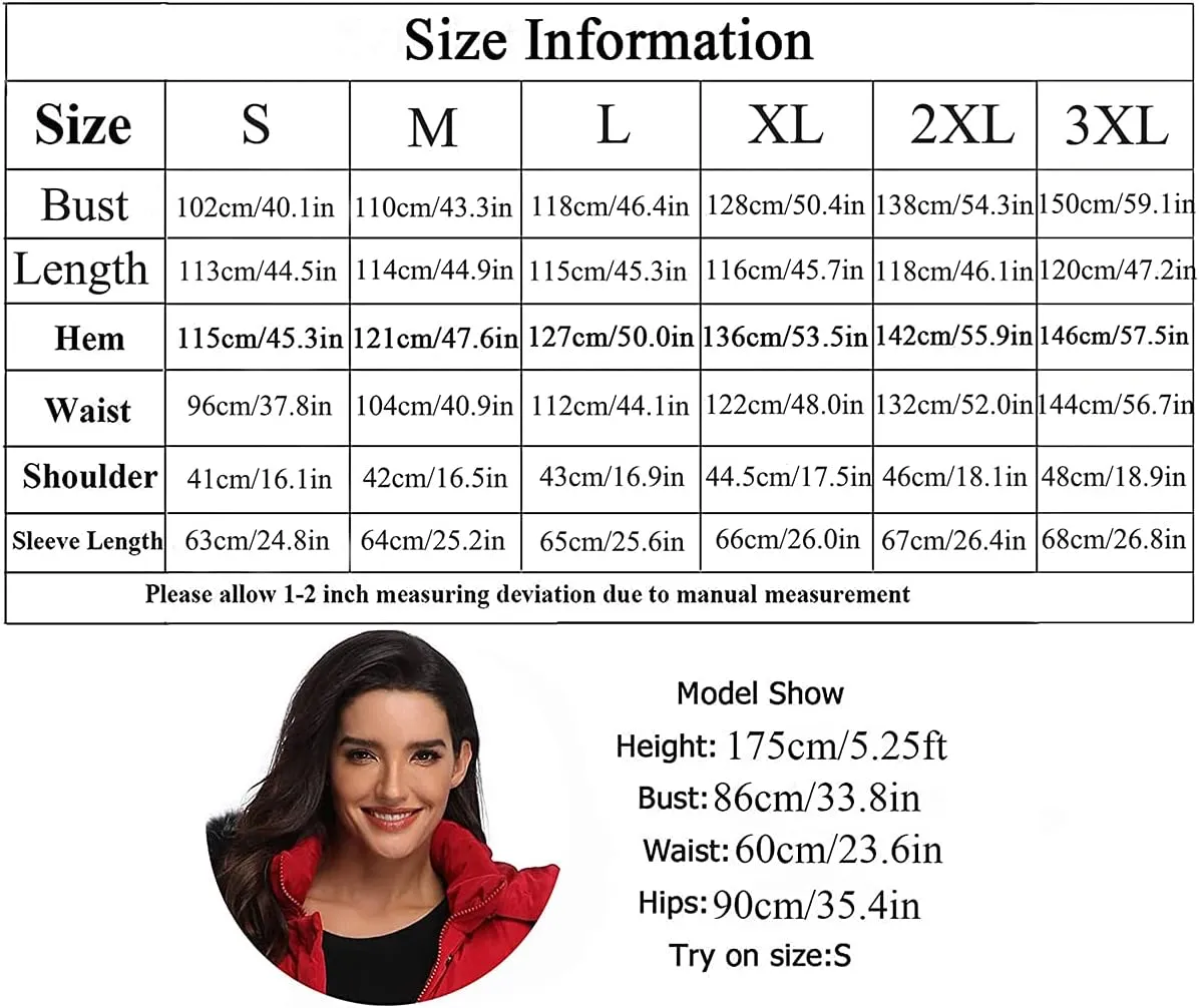 Molodo Women's Long Down Coat with Fur Hood Maxi Down Parka Puffer Jacket