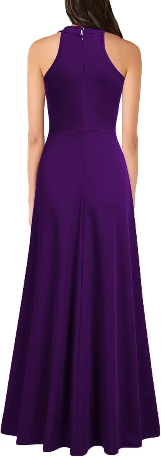 MUSHARE Women's Halter Neck Sexy Split Cocktail Party Maxi Long Formal Dress