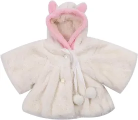 Newborn Infant Baby Girl Faux Fur Cape Cute Bunny Ear Hooded Cloak Coat Jacket Thick Warm Clothes Cardigan Outwear