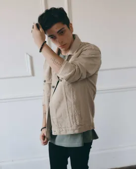 Oversized Denim Jacket - Beige