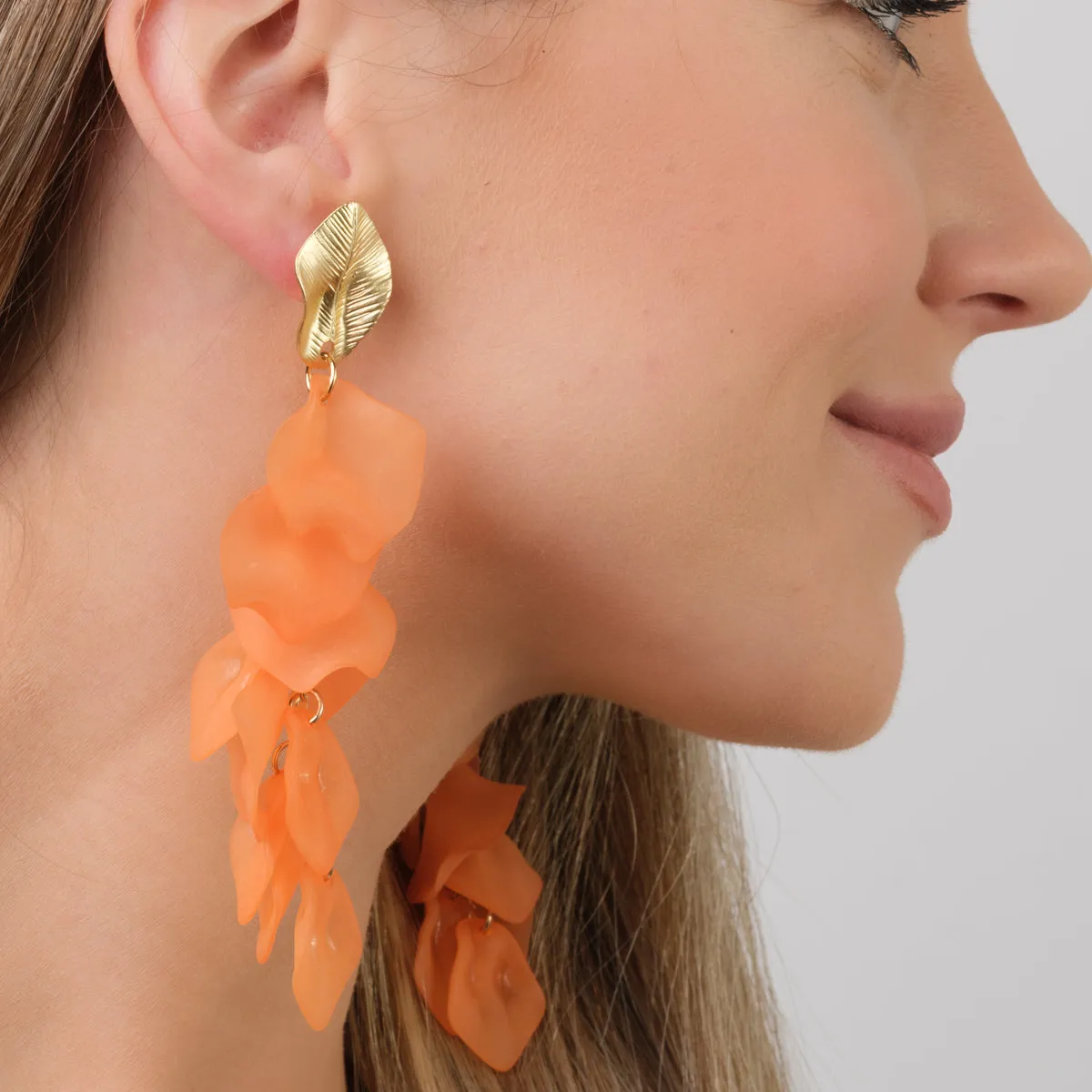 Peach Begonia Dangle Earrings