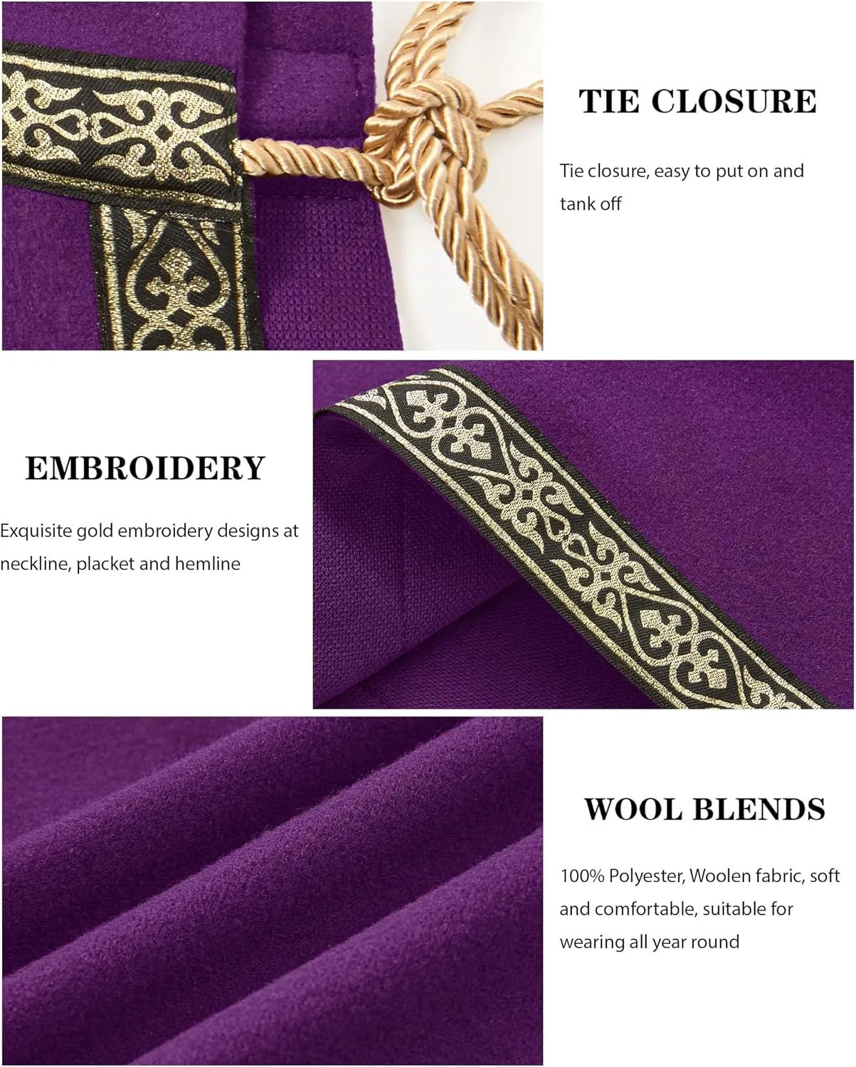 Runcati Mens Renaissance Shawl Half Shoulder Cape Medieval Samurai Cloak LARP Warrior Ren Faire Halloween Costume