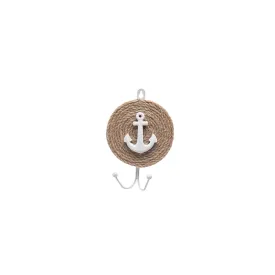 White Anchor with Natural Rope Single Wall Hook