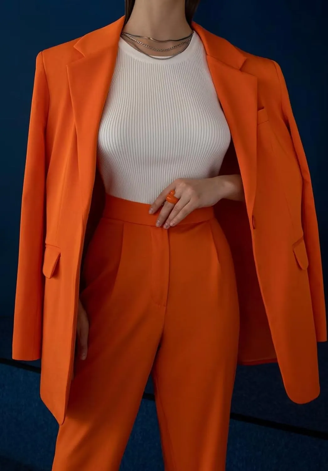 Women's 2 Pieces Business Suit Set Casual Office Lady One Button Blazer Pants