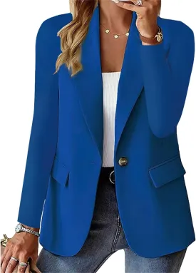 Womens Business Blazers Jackets Casual Long Sleeve Lapel Coats Open Front Tops Button Down Work Outwear with Pockets