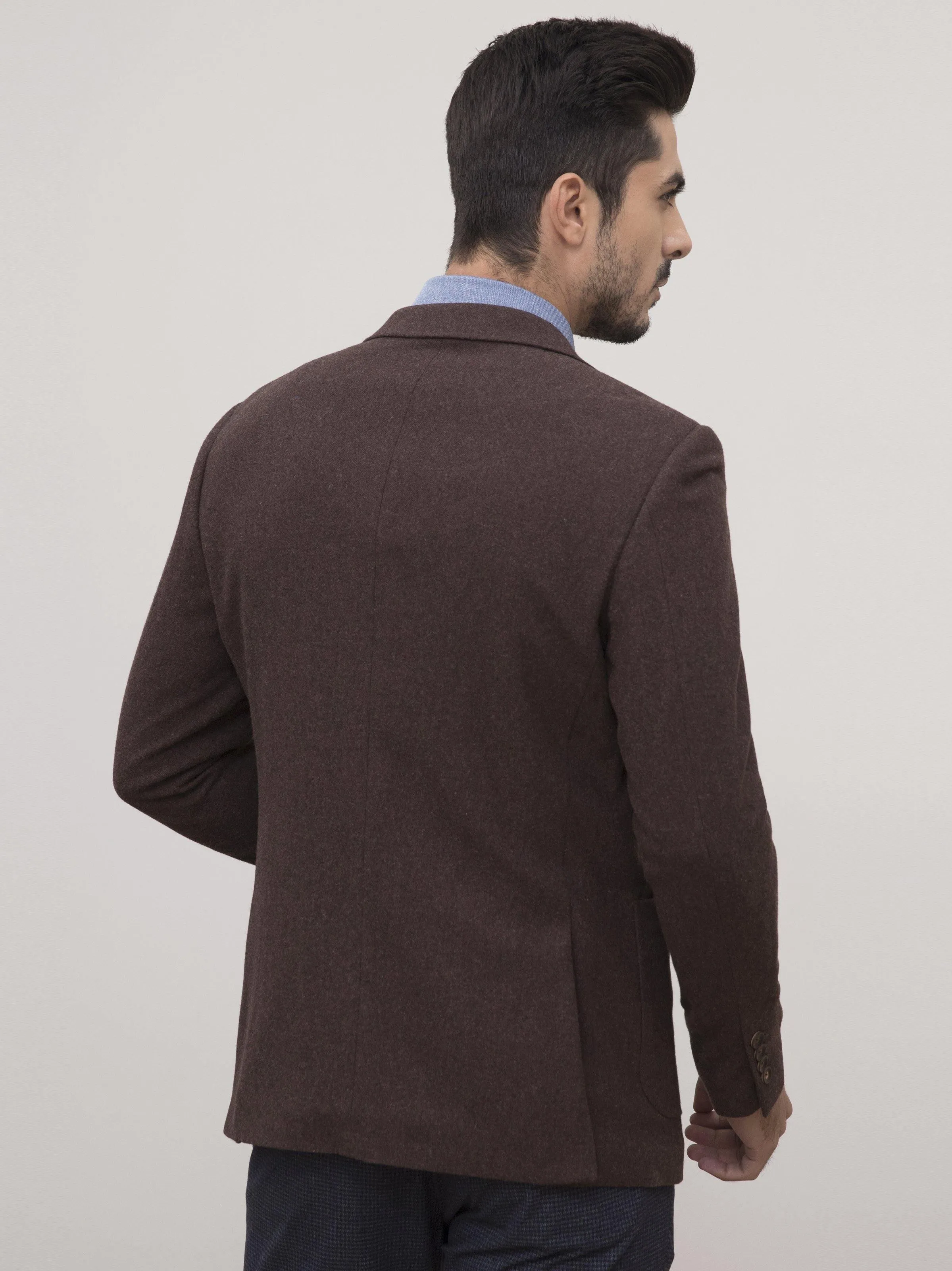 WOOLEN CASUAL COAT SLIM FIT BROWN