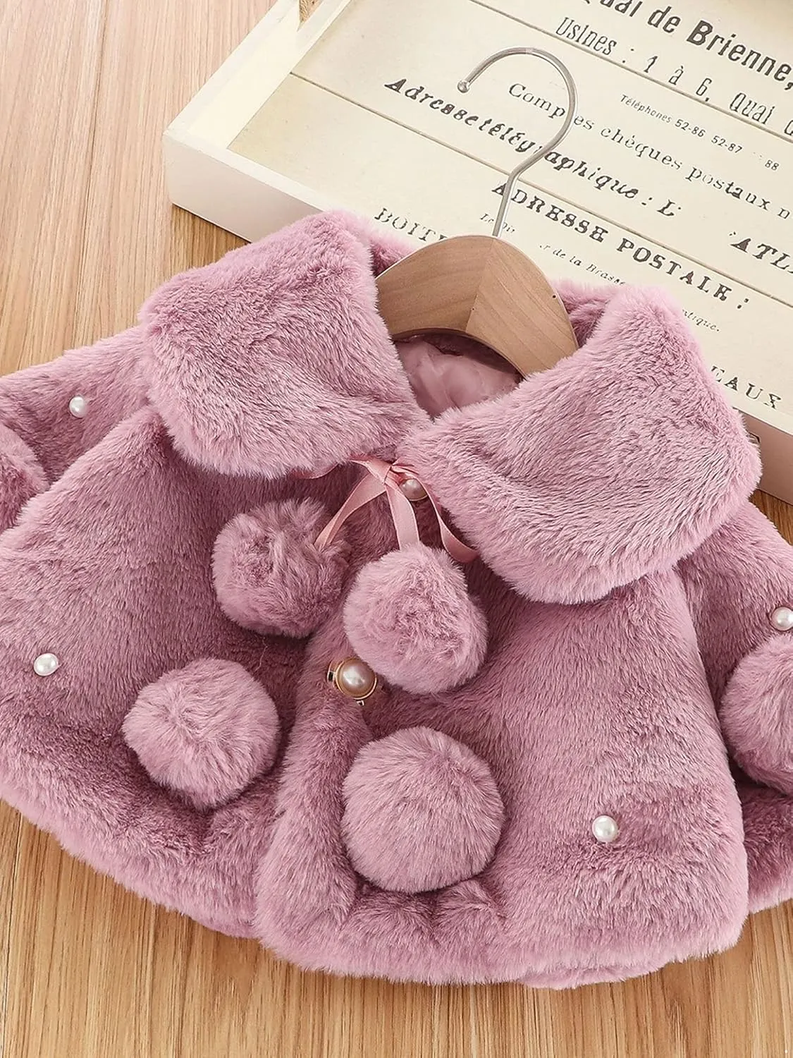 Yartina Newborn Infant Baby Girls Faux Fur Coat Winter Thick Jacket Cape Cloak Poncho 0-3 Years