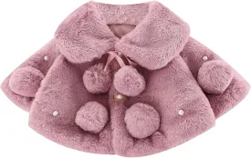 Yartina Newborn Infant Baby Girls Faux Fur Coat Winter Thick Jacket Cape Cloak Poncho 0-3 Years