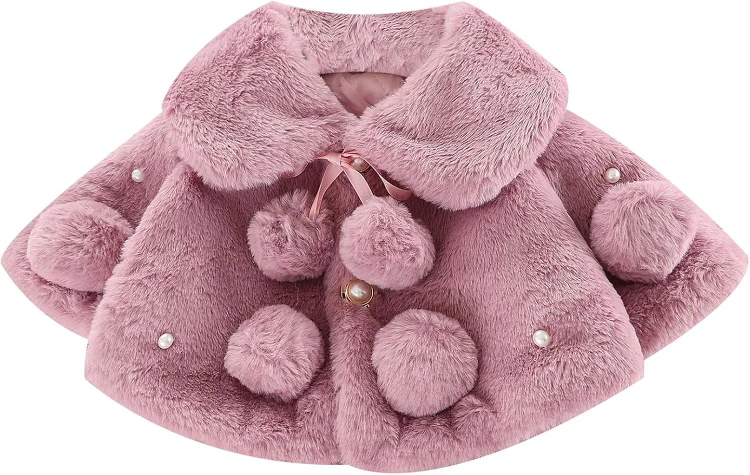 Yartina Newborn Infant Baby Girls Faux Fur Coat Winter Thick Jacket Cape Cloak Poncho 0-3 Years