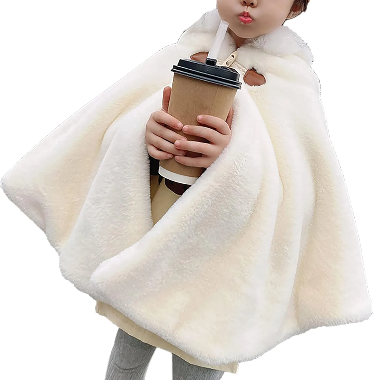 Yartina Newborn Infant Baby Girls Faux Fur Coat Winter Thick Jacket Cape Cloak Poncho 0-3 Years