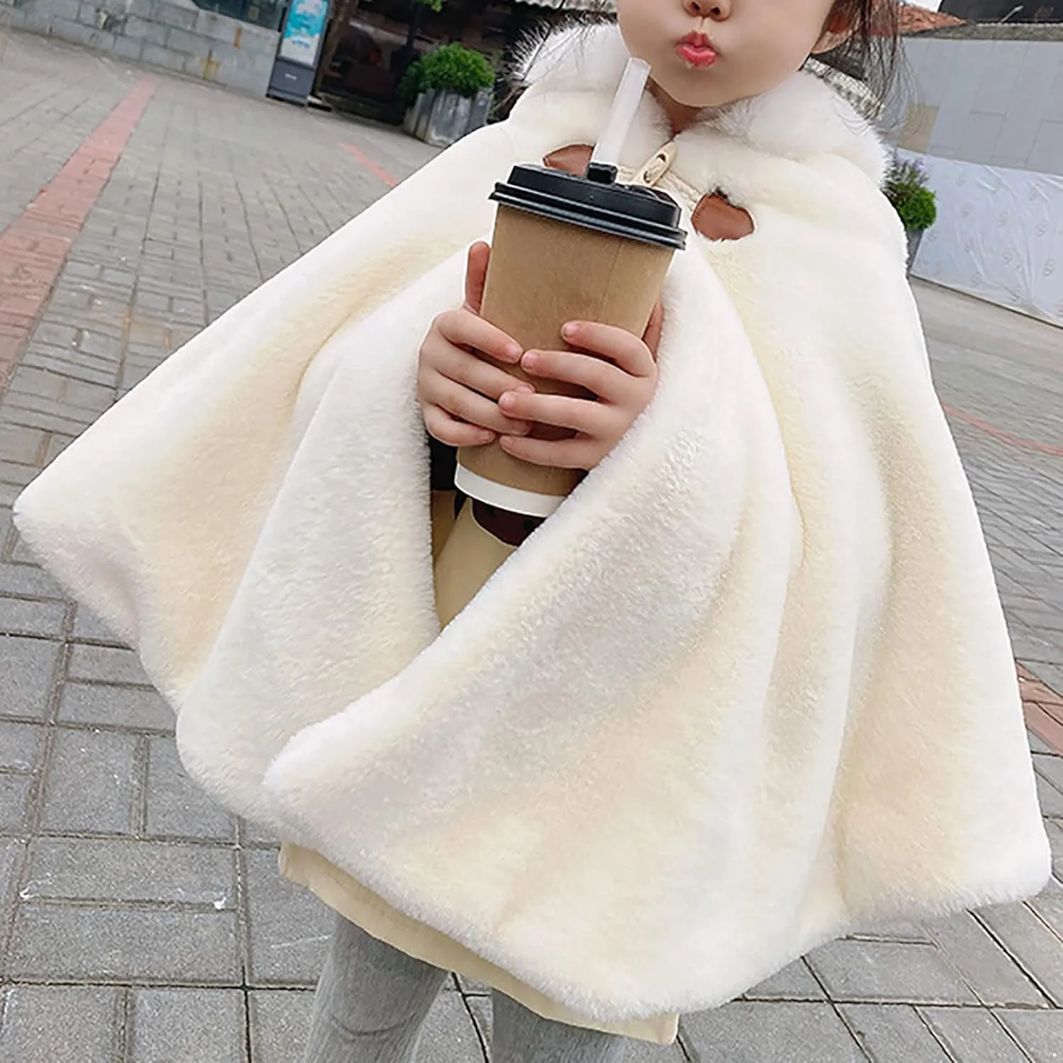 Yartina Newborn Infant Baby Girls Faux Fur Coat Winter Thick Jacket Cape Cloak Poncho 0-3 Years