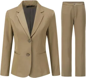 YYNUDA Women's Business Suit Set Lady 2 Piece Blazer and Jacket Two Button Solid Slim Fit for Office Work Pantsuit