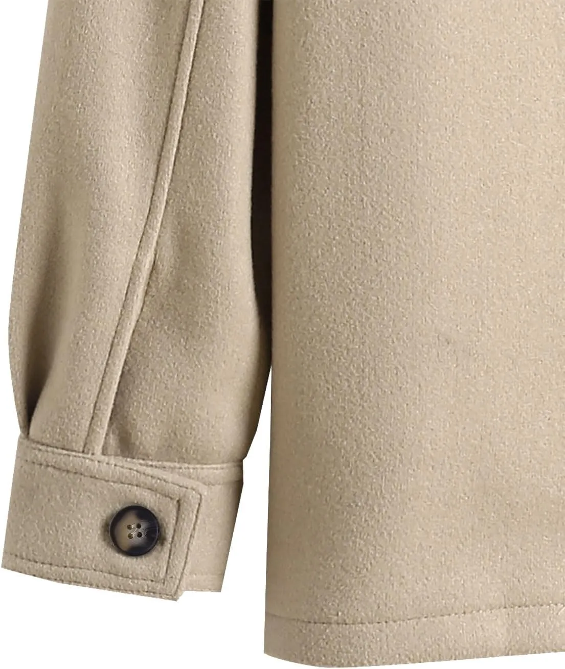 ZAFUL Men's Flap Pocket Single Breasted Woolen Blend Turn Down Collar Shirt Jacket Long Sleeve Winter Coat